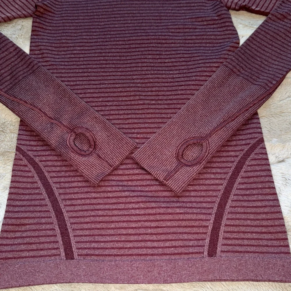 Lululemon Swiftly Tech Long Sleeve Crew in Heathered Bordeaux Drama Size 4 - Picture 6 of 15